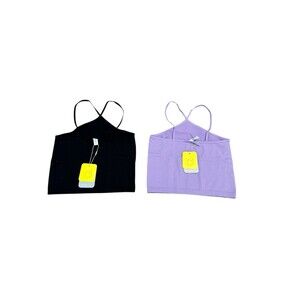 Lemonsky Criss Cross Cami Tops Size Large 2-Pack Black Purple NWT Nylon Spandex
